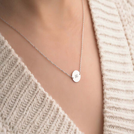 Altın Plaka Harf Kolye 14 Ayar (Sarı&Beyaz)