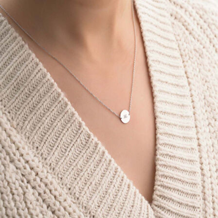 Altın Plaka Harf Kolye 14 Ayar (Sarı&Beyaz)