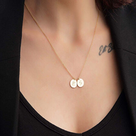 Plaka Altın Harf Kolye 14 Ayar Sarı Altın