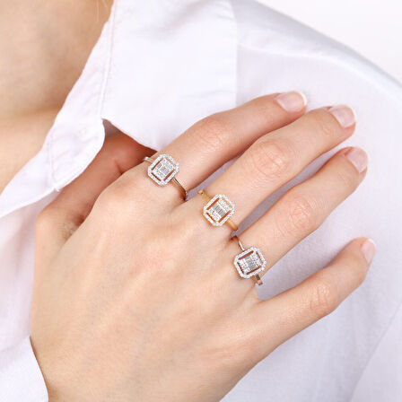 Baguette Sarı Altın Yüzük