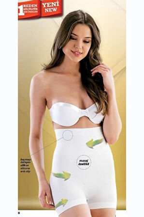 Kadın Beyaz Dikişsiz Kısa Paça Boxer Korse