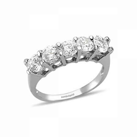 14 Ayar Altın 5 Taş Yüzük SWAROVSKİ Taşlı