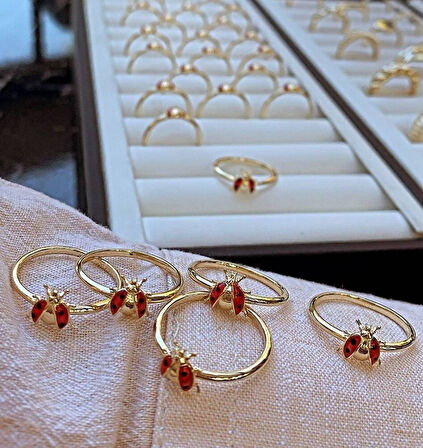 Uğur Böcek Formlu Altın Yüzük 14 Ayar 585