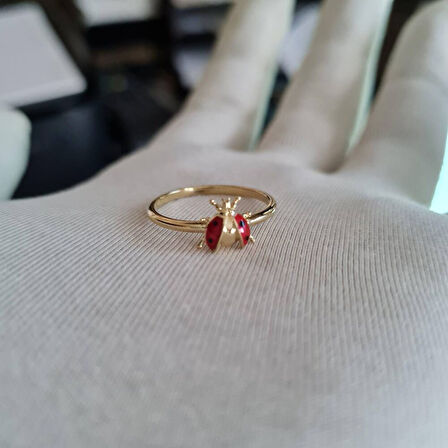 Uğur Böcek Formlu Altın Yüzük 14 Ayar 585