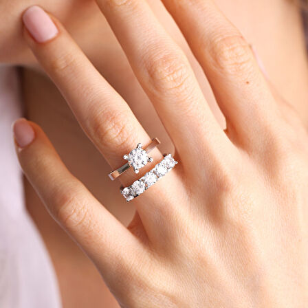 Tektaş & Beştaş Beyaz Altın Yüzük