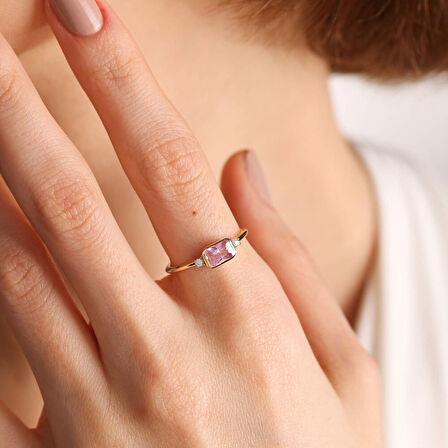 14K Altın Vintage Yüzük Pink Topaz