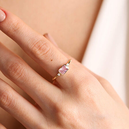 14K Altın Vintage Yüzük Pink Topaz