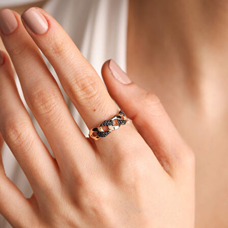 14K Rose Altın Gumet Yüzük Onix