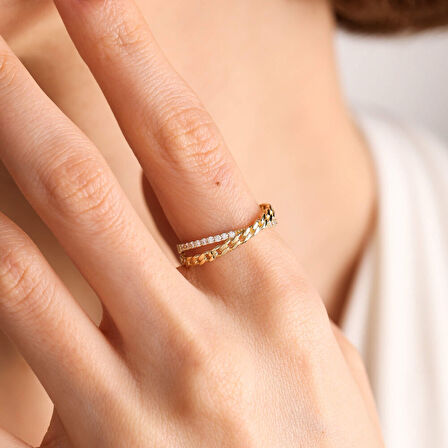 Altın Gurmet Yüzük 14K Çift SIra