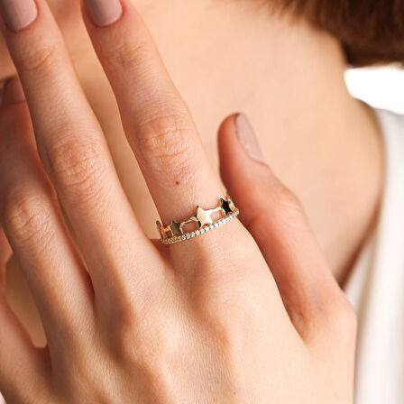 Altın Yıldız Yüzük 14K Yarımtur