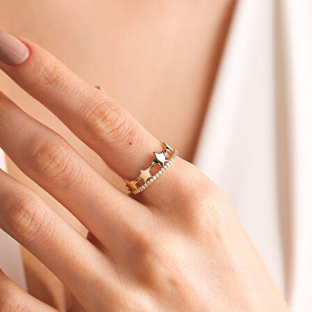 Altın Yıldız Yüzük 14K Yarımtur