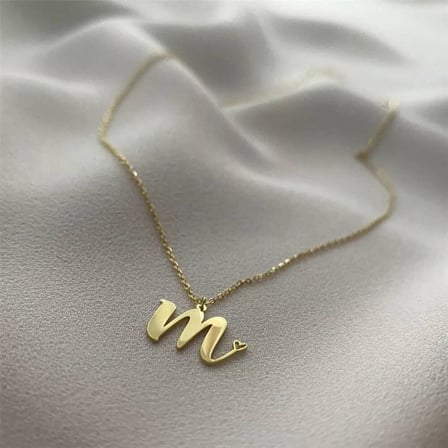 Altın Harf Kolye Kalp Form 14K