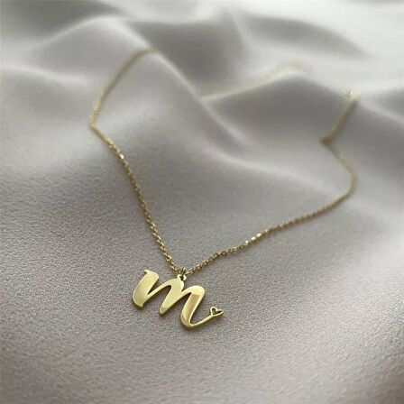 Altın Harf Kolye Kalp Form 14K
