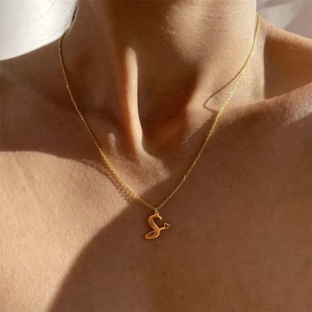 Altın Harf Kolye Kalp Form 14K