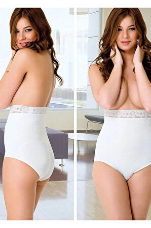Kadın Ten Dantelli Slip Külot Korse
