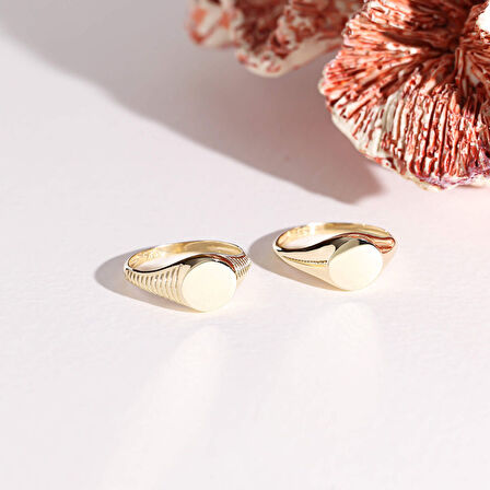 14K Altın Şövalye Yüzük (Kişiselleştir) Sade 1.0 cm