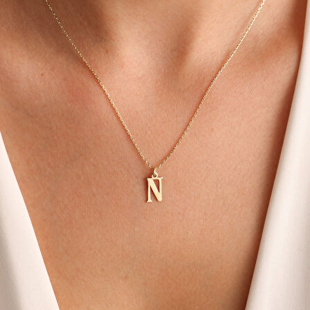 14 Ayar Altın Harf Kolye Tüm Harfler Mevcut