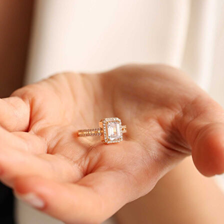 Sarı Altın Baget Yüzük Çift Kol