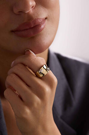 Markiz Detaylı Forever Altın Yüzük 