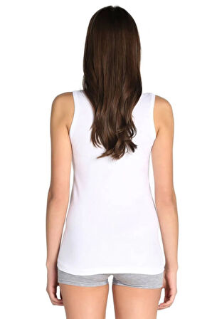 Kadın Beyaz Ribana Geniş Askılı Güpürlü Atlet 6'lı Ekonomik Paket 0140