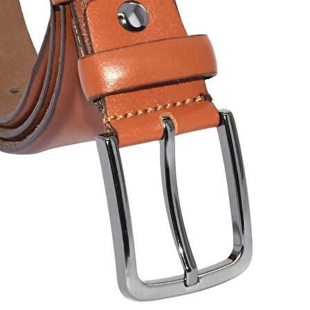 Taba Hakiki Deri Düz Renk 3.5 cm.lik Klasik Kemer - 208-Düz