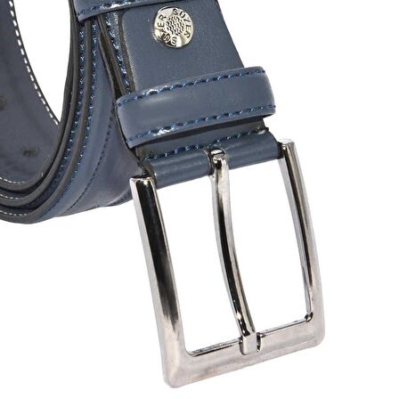 Lacivert Suni Deri Desenli Model 3.5 cm.lik Klasik Kemer - 8045-61