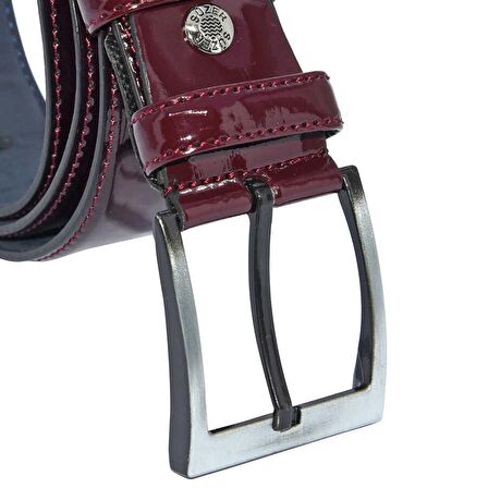 Bordo Rugan Suni Deri Dikişli 4 cm.lik Klasik Kemer - 7400-97