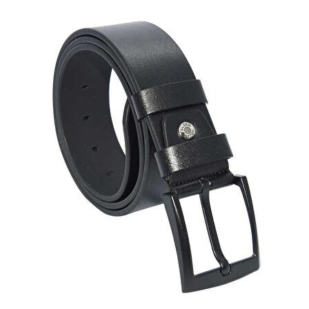 Siyah Suni Deri Düz Model 4.5 cm.lik Spor Kemer - 4500-Düz