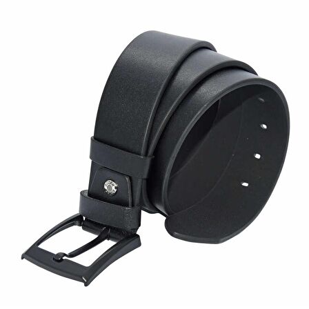 Siyah Suni Deri Düz Model 4.5 cm.lik Spor Kemer - 4500-Düz
