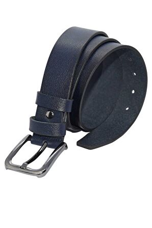Lacivert Hakiki Deri Düz Renk 4 cm.lik Spor Kemer- Tek Katmanlı Manda Derisi - 405-Düz-21S