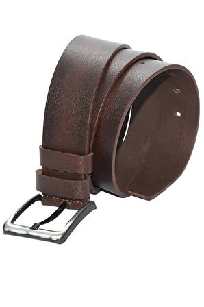 Kahverengi Hakiki Deri Düz Renk 4.5 cm.lik Spor Kemer - Tek Katmanlı Manda Derisi - 509-Düz-21SB