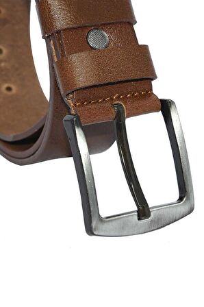 Açık Kahve Hakiki Deri Düz Renk 4.5 cm.lik Spor Kemer - Tek Katmanlı Manda Derisi - 511-Düz-21S