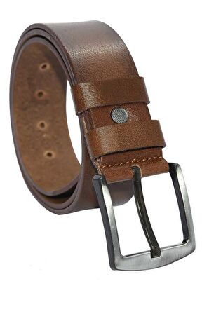 Açık Kahve Hakiki Deri Düz Renk 4.5 cm.lik Spor Kemer - Tek Katmanlı Manda Derisi - 511-Düz-21S