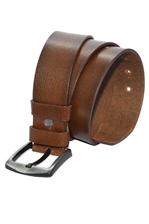 Açık Kahve Hakiki Deri Düz Renk 4.5 cm.lik Spor Kemer - Tek Katmanlı Manda Derisi - 511-Düz-21S