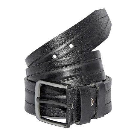 Siyah Hakiki Deri Desenli Model 4.5 cm.lik Spor Kot Kemer - 500-61