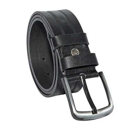 Siyah Hakiki Deri Desenli Model 4.5 cm.lik Spor Kot Kemer - 500-61