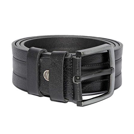 Siyah Hakiki Deri Desenli Model 4.5 cm.lik Spor Kot Kemer - 500-61