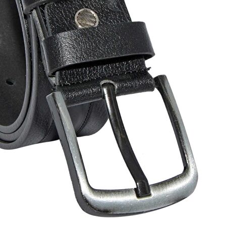 Siyah Hakiki Deri Desenli Model 4.5 cm.lik Spor Kot Kemer - 500-61