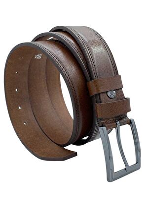 Kahverengi Hakiki Manda Derisi 3.5 cm.lik Klasik Kemer (Tek Katmanlı Manda Derisi) - 311-28