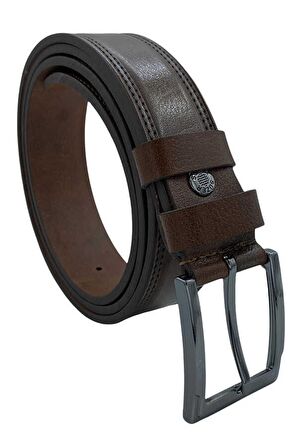 Kahverengi Hakiki Manda Derisi 3.5 cm.lik Klasik Kemer (Tek Katmanlı Manda Derisi) - 311-28