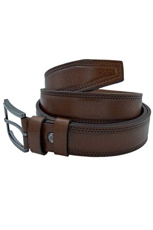 Kahverengi Hakiki Manda Derisi 3.5 cm.lik Klasik Kemer (Tek Katmanlı Manda Derisi) - 311-28