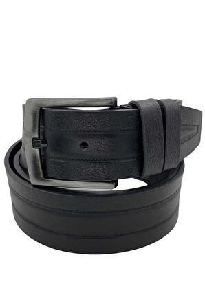 Siyah Hakiki Deri Desenli 4.5 cm.lik Spor Kot Kemer (Tek Katmanlı Manda Derisi) - 500-61-22K-E