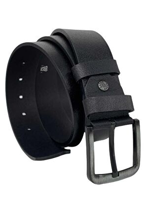 Siyah Hakiki Deri Düz Renk 4.5 cm.lik Spor Kemer- Tek Katmanlı Manda Derisi - 500-Düz-22Y