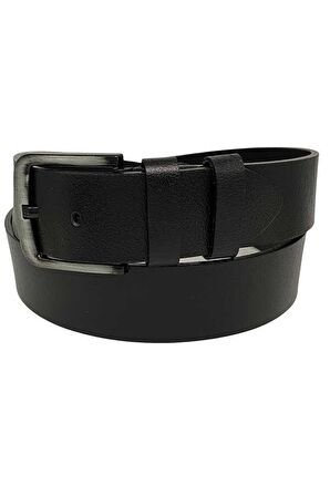 Siyah Hakiki Deri Düz Renk 4.5 cm.lik Spor Kemer- Tek Katmanlı Manda Derisi - 500-Düz-22Y
