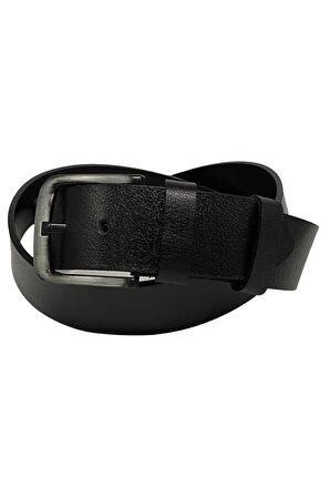 Siyah Hakiki Deri Düz Renk 4.5 cm.lik Spor Kemer- Tek Katmanlı Manda Derisi - 500-Düz-22Y