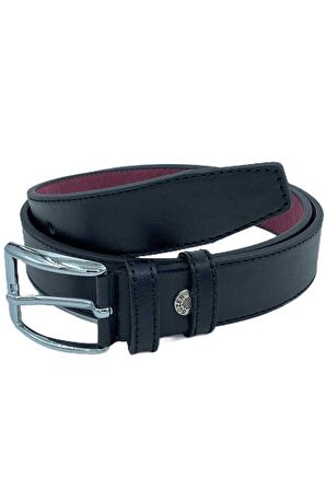 Siyah Çocuk Boy Suni Deri Dikişli Model 3 cm.lik Garson Klasik Kemer - G1-22K