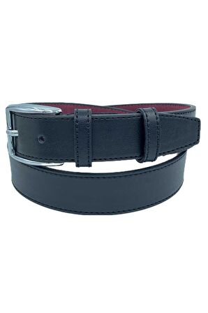 Siyah Çocuk Boy Suni Deri Dikişli Model 3 cm.lik Garson Klasik Kemer - G1-22K