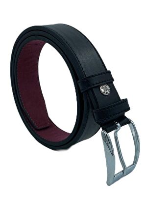 Siyah Çocuk Boy Suni Deri Dikişli Model 3 cm.lik Garson Klasik Kemer - G1-22K