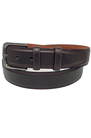 Kahverengi Suni Deri Düz Renk 3.5 cm.lik Klasik Kemer - 8010-9