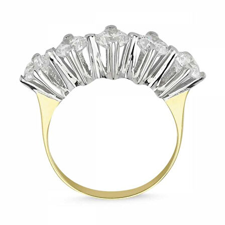 Altın 5 Taş Yüzük SWAROVSKİ Taşlı